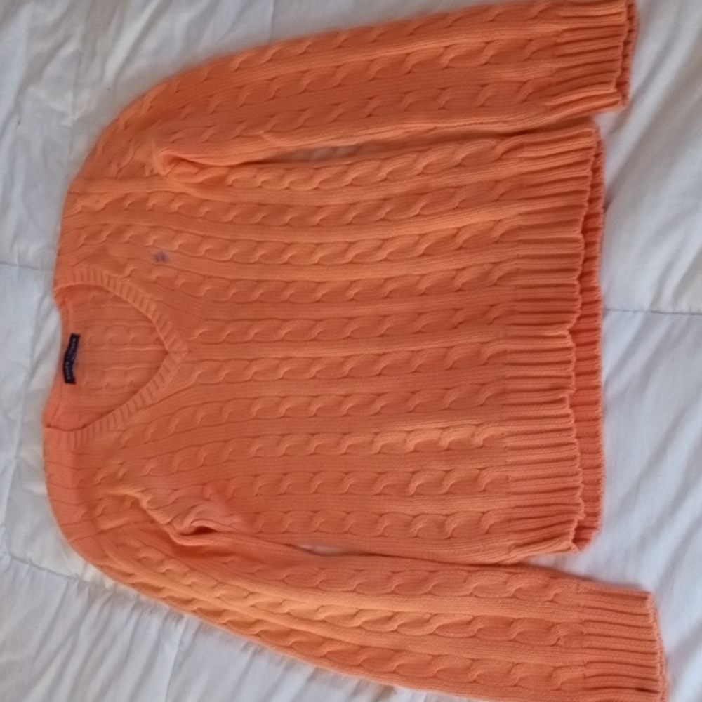Ralph Lauren Orange cable V neck sweater